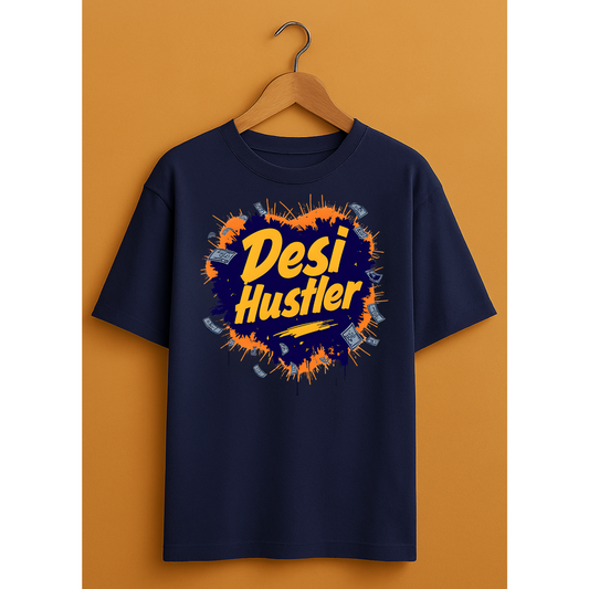 Desi Hustler Oversized T-Shirt – Unisex 240 GSM Cotton Graphic Tee
