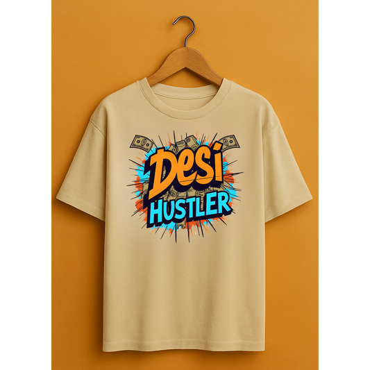 Desi Hustler Oversized T-Shirt – Unisex 240 GSM Cotton Graphic Tee