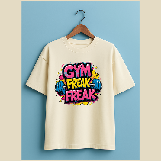 Gym Freak Oversized Graphic T-Shirt – Bold Streetwear for Fitness Lovers