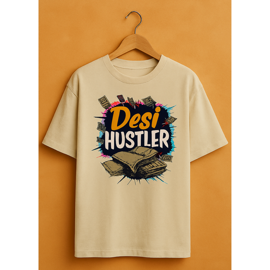 Desi Hustler Oversized T-Shirt – Unisex 240 GSM Cotton Graphic Tee