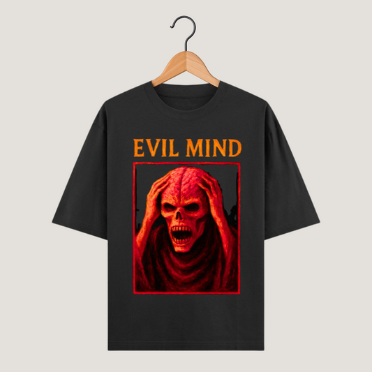 Oversized T-Shirt | Unisex Classic Fit | 240 GSM Heavyweight Cotton 100% | Evil Mind