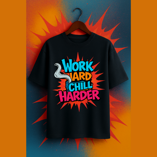 Work Hard Chill Harder Oversized Graphic T-Shirt – Streetwear for Everyday Hustle