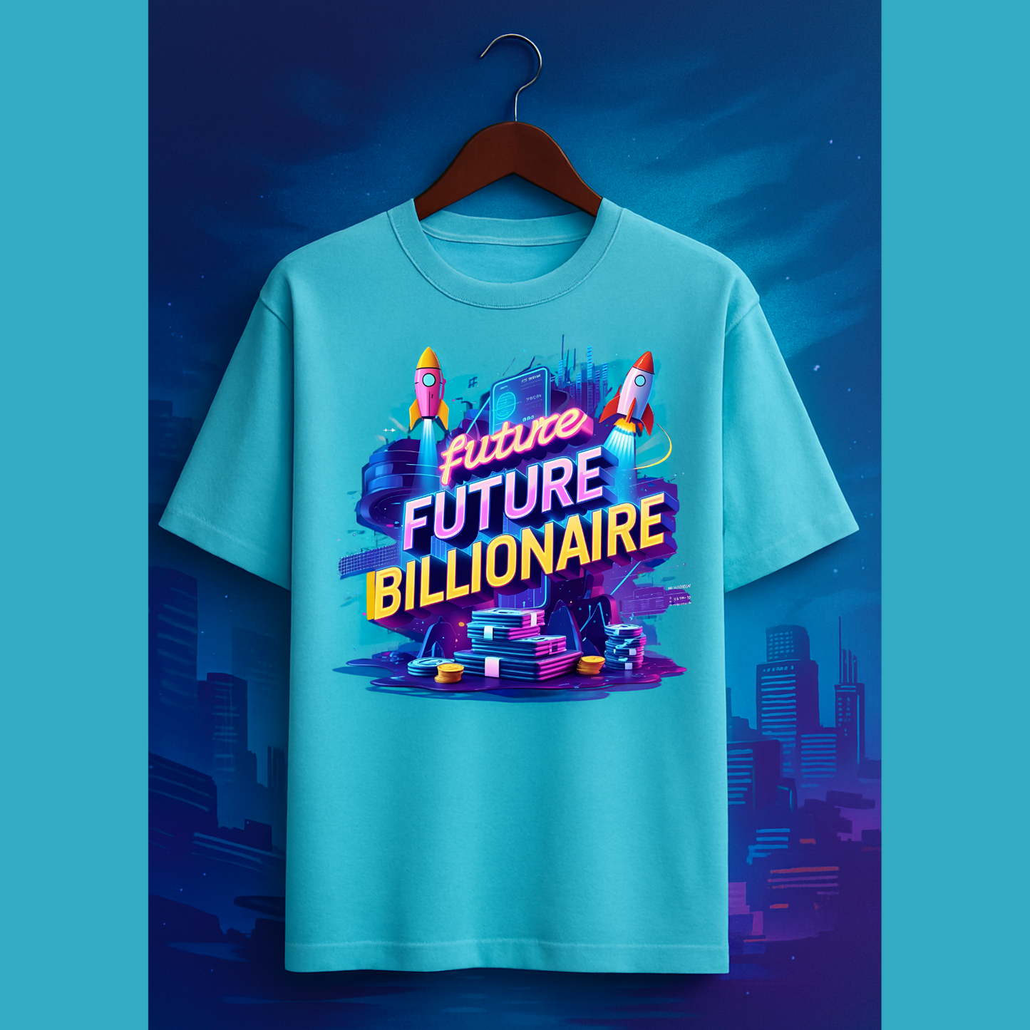 Oversized Unisex T-Shirt – FUTURE BILLIONAIRE Graphic | 240 GSM Cotton | Streetwear Power Drop