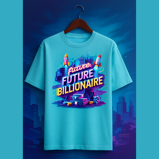 Oversized Unisex T-Shirt – FUTURE BILLIONAIRE Graphic | 240 GSM Cotton | Streetwear Power Drop