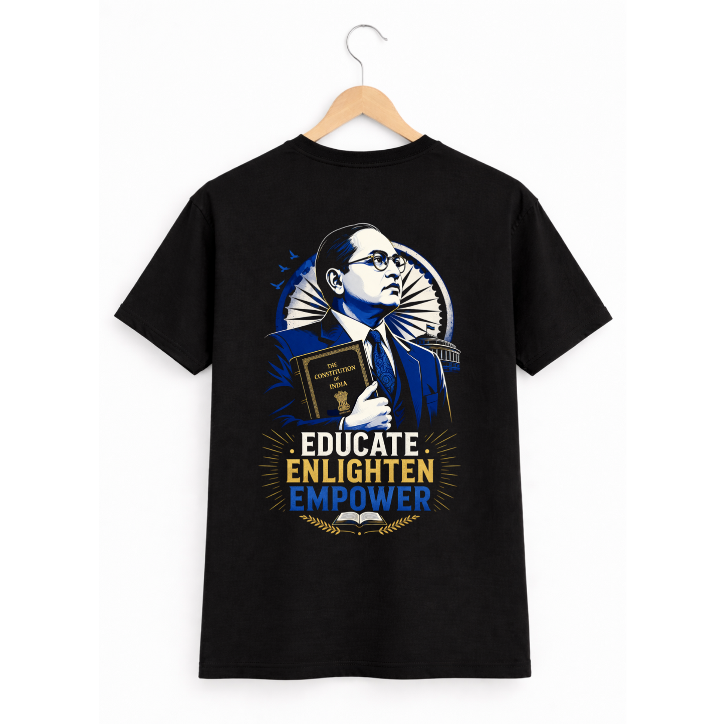 Dr. B.R. Ambedkar T-Shirt | Educate Enlighten Empower | Bhim Jayanti  Special | Ashoka Chakra Classic Crew Neck T-shirt | FLAT200 OFF*