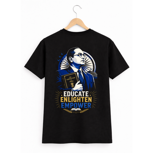 Dr. B.R. Ambedkar T-Shirt | Educate Enlighten Empower | Bhim Jayanti  Special | Ashoka Chakra Classic Crew Neck T-shirt | FLAT200 OFF*