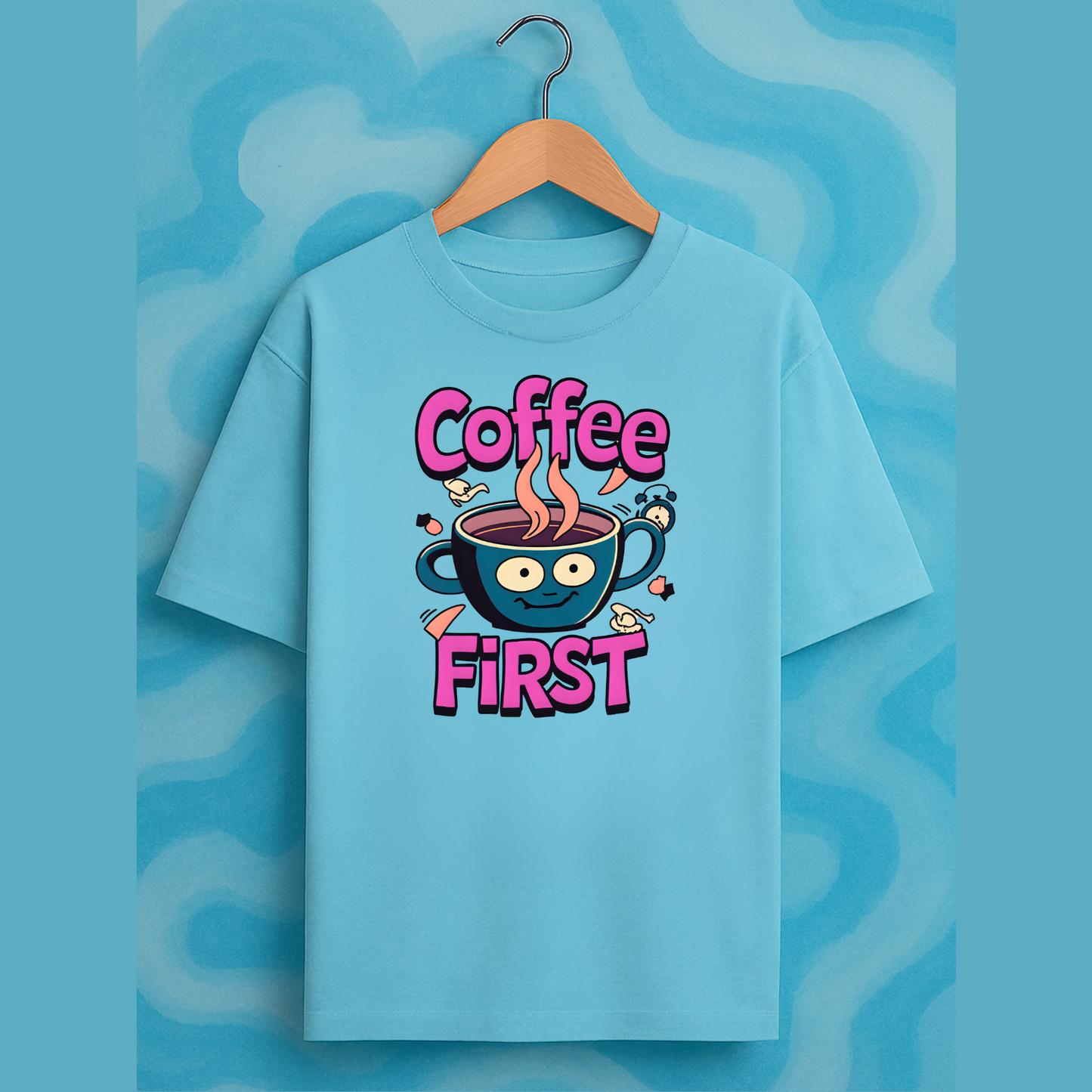 ☕ Coffee First – Unisex Oversized Classic T-Shirt